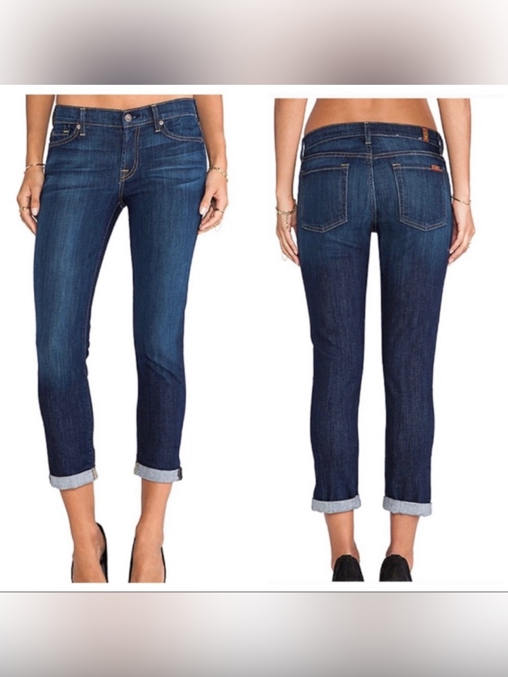 ✨7 For All Mankind the Skinny Crop & Roll Stretch Denim Jeans Size 29